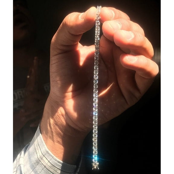 4MM 14k White Gold Plated 9CT Round Cut Lab Created Diamond Tennis Bracelet