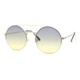 thumbnail image 2 of Hippie Gradient Round Circle Lens Metal Half Rim Double Bridge Sunglasses Gold - Yellow Smoke, 2 of 4