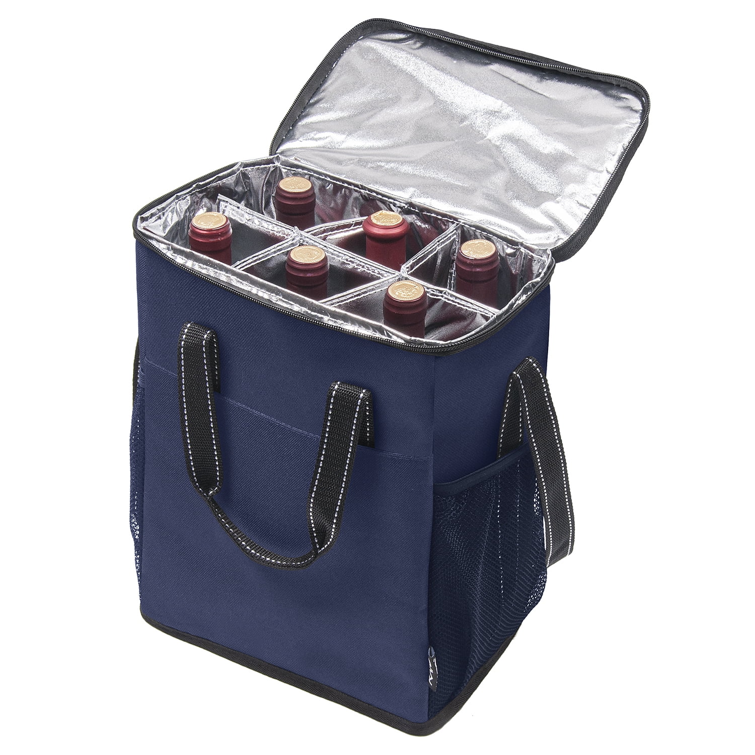 Kato 6 Bottle Wine Carrier Insulated Wine Carrying Case Cooler Tote