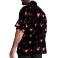 thumbnail image 3 of Valentine's Day Love ECG Men's Short Sleeve Button Down Hawaiian Shirts for Summer Beach Casual Printed Style, 3 of 6