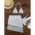 thumbnail image 4 of Conjuntos de Bikini para Mujer 3 Piezas Copa Triangular Correa de Lentejuelas Traje de Baño Parte Superior de Bikini para Playa ANGGREK  Otros, 4 of 6