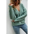 thumbnail image 4 of Women's V Neck Button Down Long Sleeve Cable Knit Cardigan Sweaters Outerwear Tops, 4 of 6