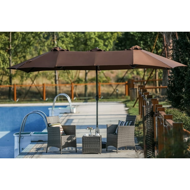 Twin 9' x 15' ft. feet Outdoor Patio Rectangular Market Umbrella