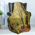 thumbnail image 4 of Forest Soft Flannel Fleece Throw Blanket, Picnic Table in the Forest Foliage Greenery Nature Theme Summer and Winter Theme, Cozy Plush for Indoor and Outdoor Use, 50" x 70", Green Brown, by Ambesonne, 4 of 5