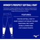 thumbnail image 4 of Pantalones de Softbol Prospect para Mujer Mizuno, Blanco, Talla XX-Large, 4 of 5