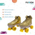 thumbnail image 4 of Patines 4 ruedas para niños y niñas, fabricado con vinipiel, luces y llantas de PVC dorado 23.5, 4 of 10