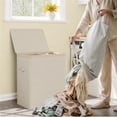 thumbnail image 4 of Dovied 150L Double Laundry Hamper with Lid, 2 Removable Washing Bags with Handles, Large Clothes Sorter for Easy Separation (Beige), 4 of 10