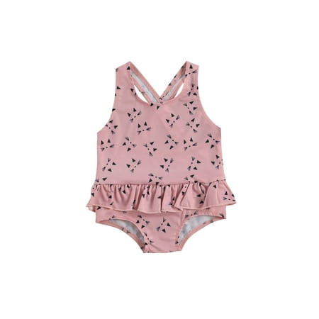 

Bagilaanoe Toddler Baby Girl One-Piece Swimsuit Print Sleeveless Ruffled Bikini 6M 12M 18M 24M 3T Kids Swimwear Bathing Suit