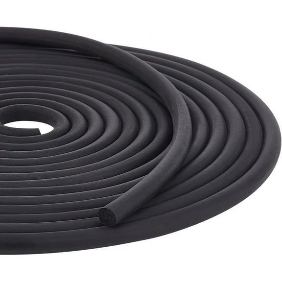 1 Roll 26.25 FT Black EPDM Sealing Round Strip 10mm/0.4 Inch Thick Foam Rubber Seal Weather Strip Door Window Protect Supplies for Filler