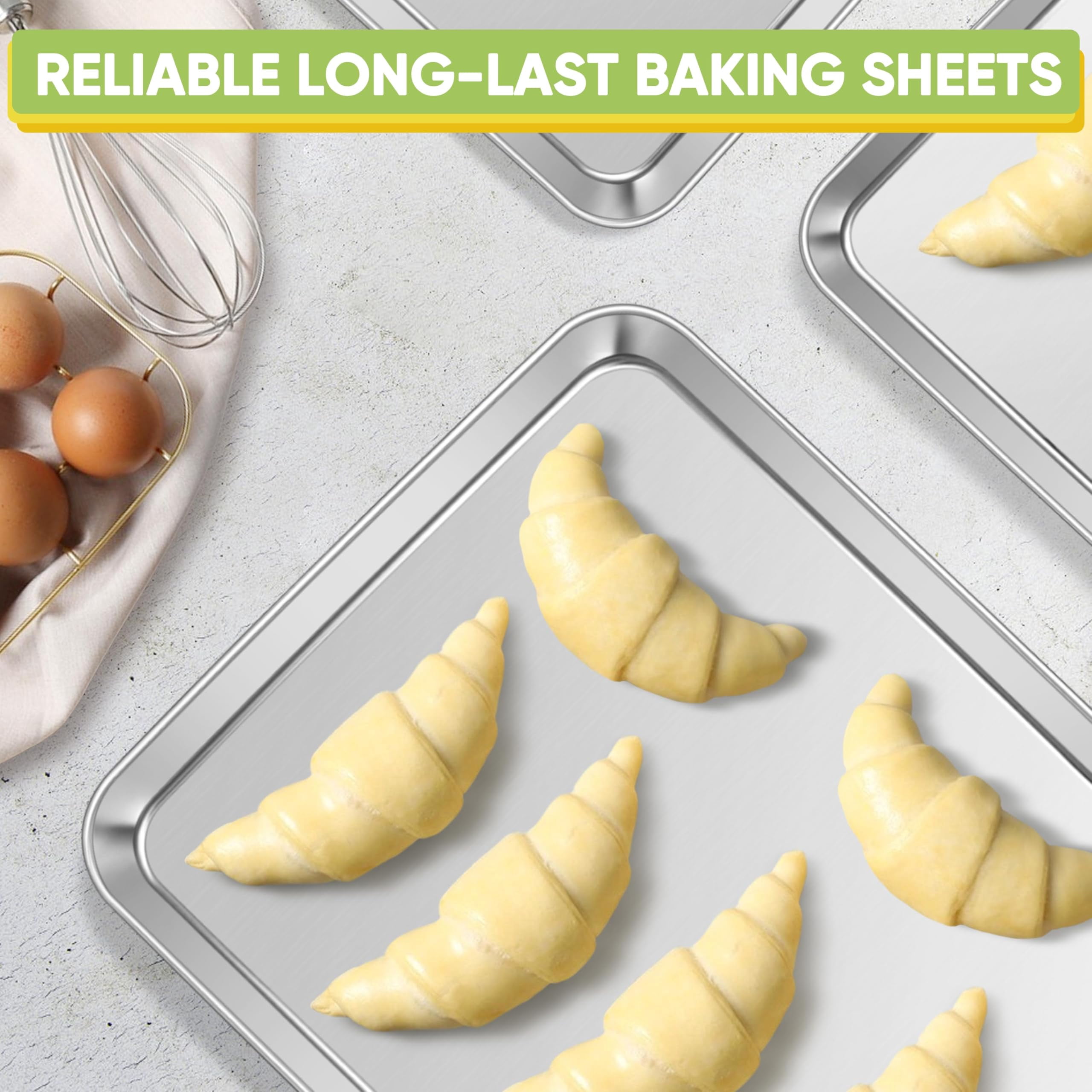 Stainless Steel Baking Sheet  20'' X 14'' Large Pan Bakeware Set Cookie Sheets For Roasting Cooking Non Mirror Finish & Dishwasher Safe