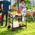 thumbnail image 2 of Outsunny Support de BBQ avec Dessus en Acier Inoxydable et Tablette Réglable, Noir, 2 of 10