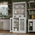 thumbnail image 5 of Palace Imports 100% Solid Wood 32" Pantry Cabinet with Frosted Glass Doors and Adjustable Shelves, White, 5 of 6