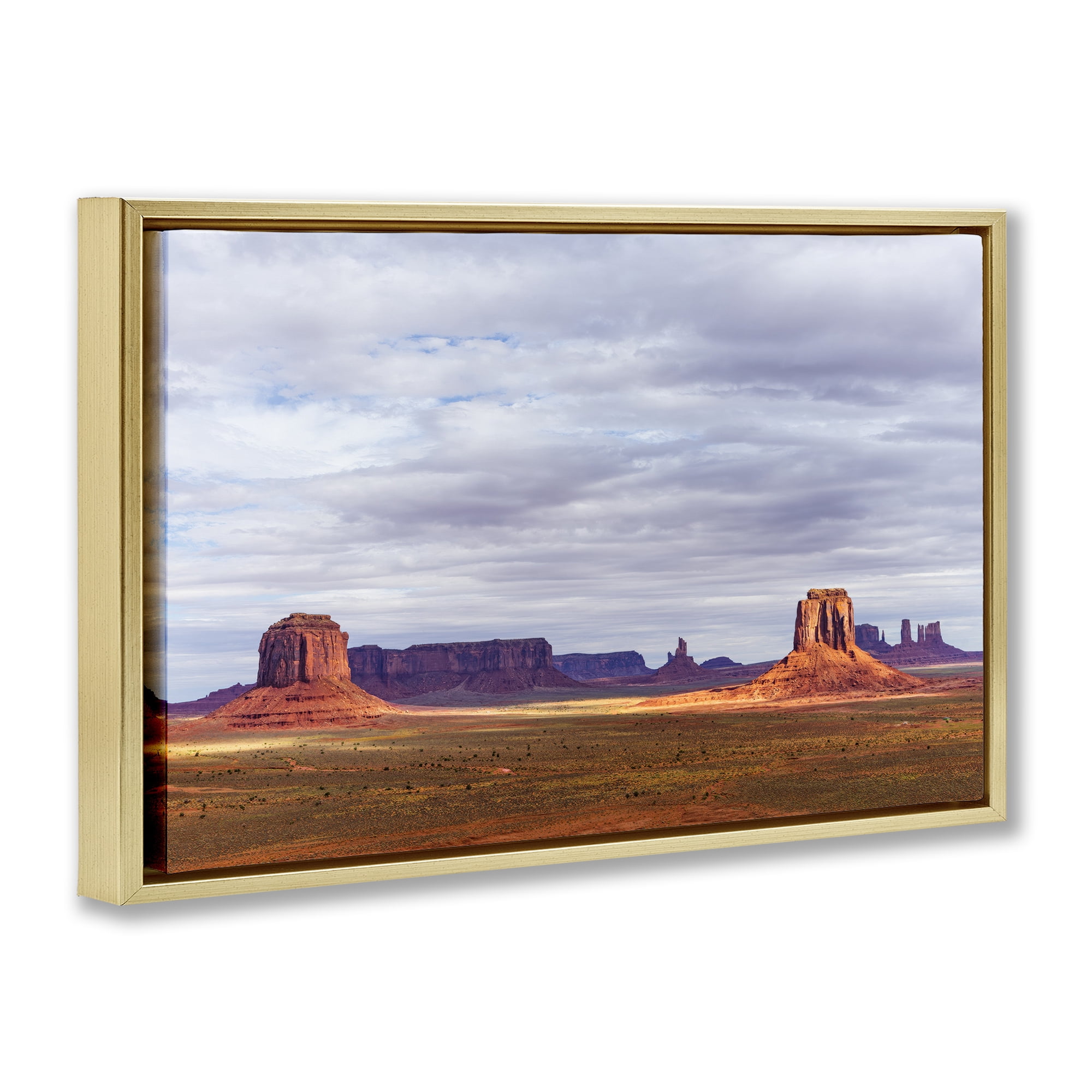 Stupell Industries Monumental Desert Buttes & Mesas Gold Framed Floater Canvas Wall Art, design by Shelley Carlisle