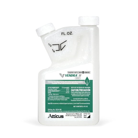 Vendra II SRX Herbicide (4 oz) - 24.5% Fluazifop – Grass Weed Killer Selective Control Bermudagrass, Barnyardgrass, Crabgrass, Foxtail, Goosegrass and More in Lawn and Landscapes