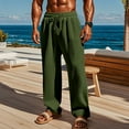 thumbnail image 2 of Men Pleated Pants Men's Pleated Pants Elastic Waist Drawstring Trousers with Side Pockets Solid Color Relaxed Fit Comfortable Stylish Men's Bottoms, 2 of 8
