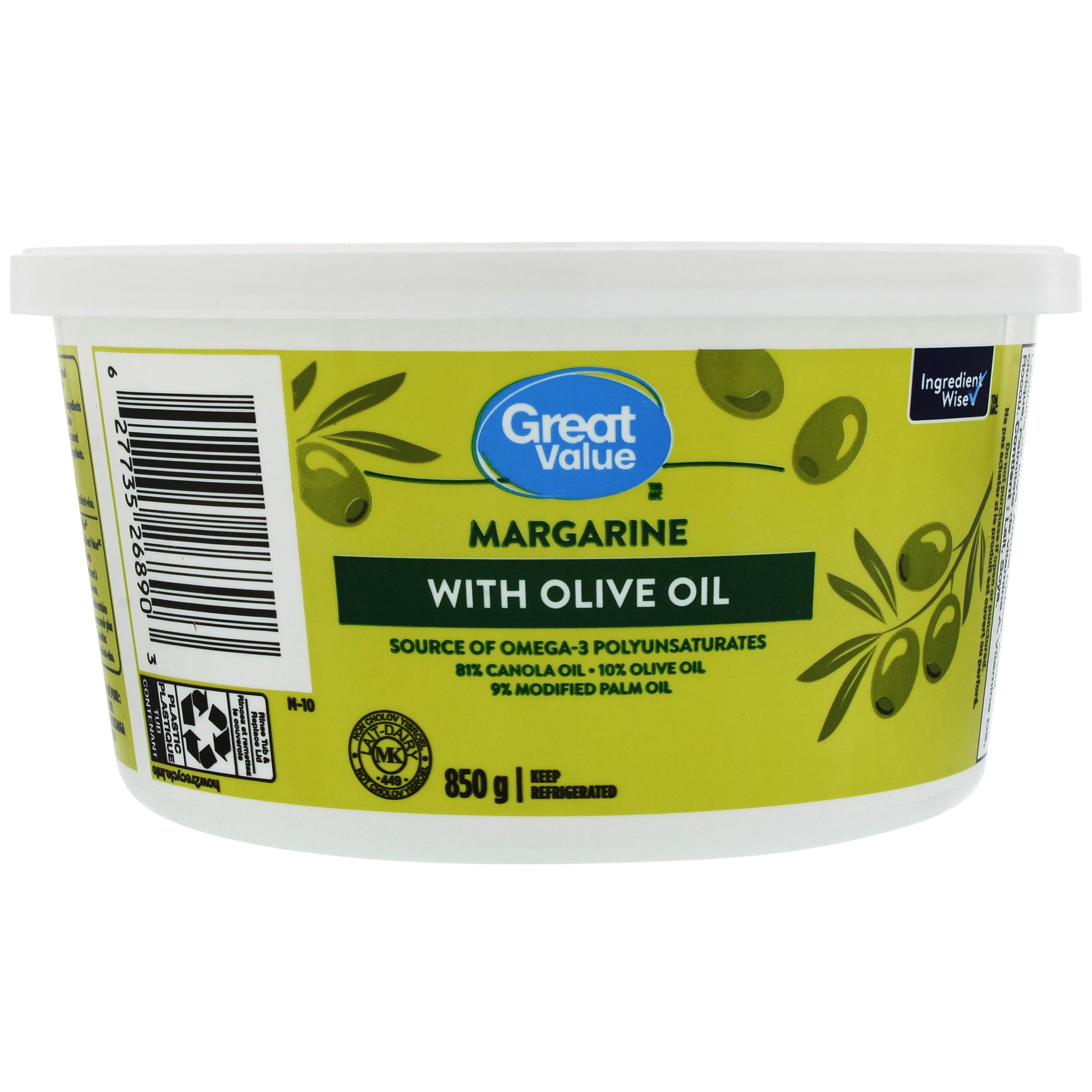 Margarine avec huile d’olive Great Value 850 g
