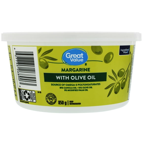 Great Value Margarine with Olive Oil, 850 g