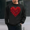 thumbnail image 2 of Mens Graphic Sweatshirts Happy Valentine's Day Shirts Comfy Loose Pullover Tops Cute Love Heart Printed Couple Matching Shirts 2025 Spring Clothes(Black,L), 2 of 6