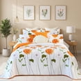 thumbnail image 4 of EVENHUG Juego de cama 100% algodón tamaño Queen con diseño de girasol naranja y floral, ligero edredón reversible con 2 fundas de almohada para todas las estaciones, 3 piezas (92 x 96 pulgadas), 4 of 5