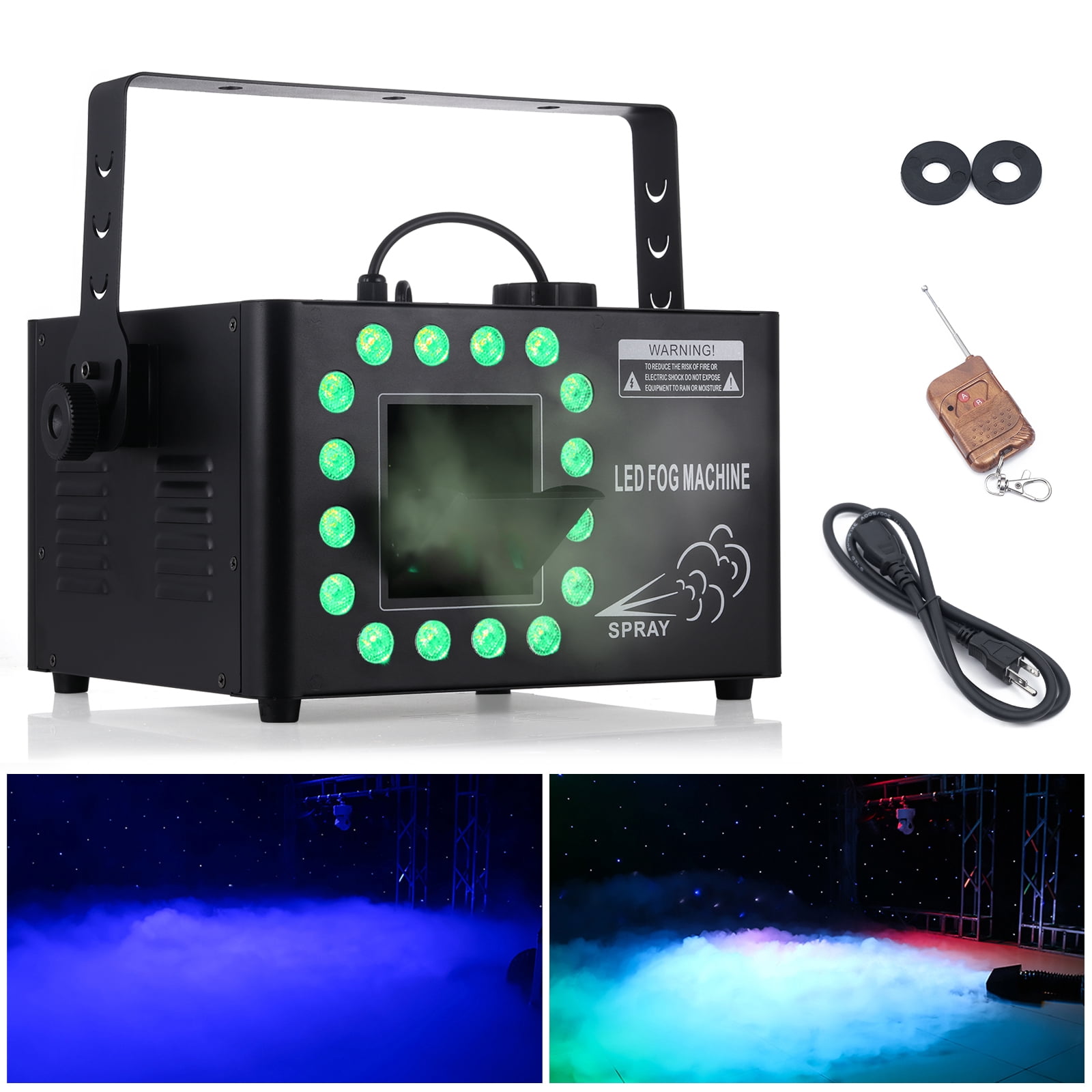 Wildnix High-Output 1500W Fog Machine with 16 LED Lights, 10000cuft/min Fog Production, Remote & DMX512 Control, 1L Oil Tank Capacity