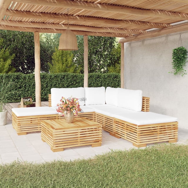 vidaXL 6 Piece Garden Lounge Set with Cushions Solid Teak Wood