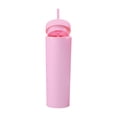 thumbnail image 1 of Billuyoard Botella de agua de 16OZ, vaso de paja esmerilado de plástico de 2 capas, bebida portátil, taza de té de la leche, soporte para café y jugo Mostrada Rosado 21 cm x 7.2 cm Billuyoard HA007950-02B, 1 of 6
