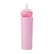 thumbnail image 2 of Toystoory Botella de agua de 16OZ, vaso de paja esmerilado de plástico de 2 capas, bebida portátil, taza de té de la leche, soporte para café y jugo Mostrada Rosado 21 cm x 7.2 cm Toystoory HA007950-02B, 2 of 6