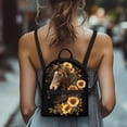 thumbnail image 4 of HELLHERO Horse Sunflower Pattern Travel Shoulder Bags Zipper Closure Daypack for Hiking Outdoor, Polyester Zipper Compartment Small Backpack, 4 of 8
