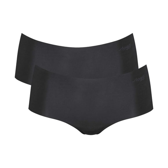 Sloggi pantalones cortos para mujer, lote de 2 - Pantalones cortos Zero Microfibre 2.0, microfibra, color liso Negro XS (X-Small)