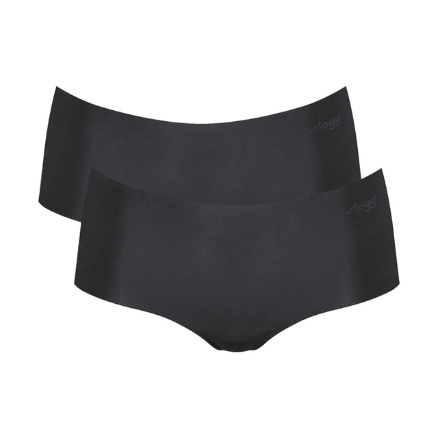 Sloggi pantalones cortos para mujer, lote de 2 - Pantalones cortos Zero Microfibre 2.0, microfibra, color liso Negro XS (X-Small)