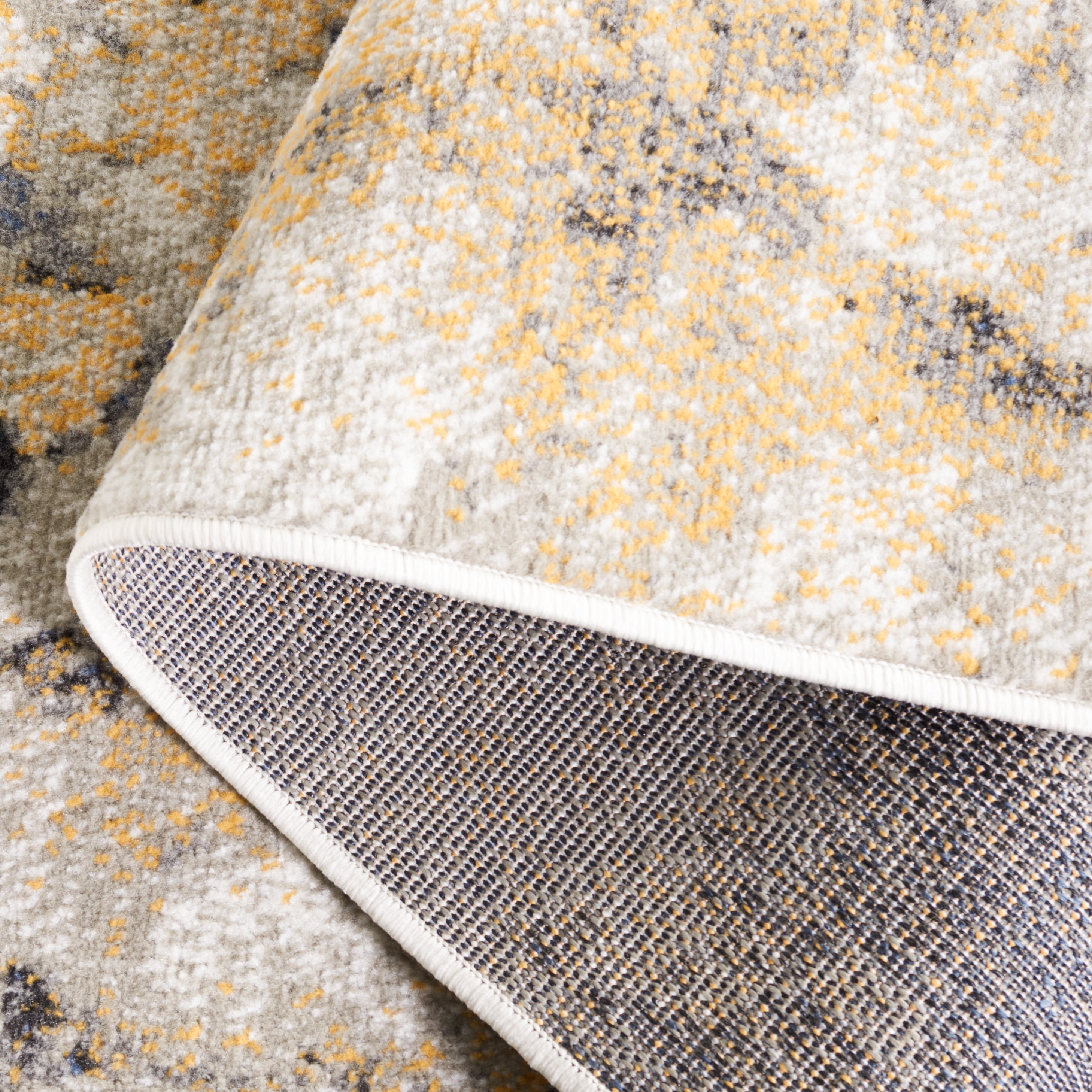 SAFAVIEH Pyramid Luis Abstract Area Rug, Grey/Navy Gold, 6'7" x 6'7" Round