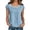 Blue, variant on Women's Loose Short Sleeve Floral Lace Collar Flowy Top Green M