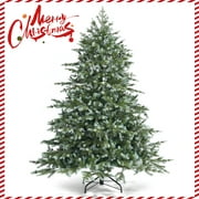 Topbuy 7ft Evergreen Artificial Christmas Tree, Mixed PE & PVC Tree Metal Stand Included, Unlit Xmas Tree for Holiday Festival