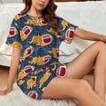 thumbnail image 4 of Vsdgher Pyjama Motif Balles de Rugby Brûlantes pour Femmes, Ensemble de Pyjama 2 Pcs à Manches Courtes, Ensemble de Pyjama d'Été Doux et Décontracté, 2 Pcs Pj-TG, 4 of 6