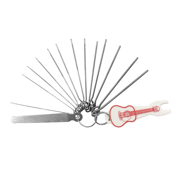 Extractor de pasadores Limas de tuercas de guitarra de 13 tamaños con extractor de pin de puente Kit de herramientas de reparación de mantenimiento de guitarra para guitarra eléctrica acústica Tomshoo Extractor de pasadores