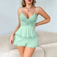thumbnail image 2 of VONCOS Womens Loungewear Set 2-Piece Pajama Shorts - Mint Green Lace Trim Camisole & Relaxed Sleepwear Shorts | Soft Stretchy Peplum Top,Size M, 2 of 9