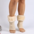 thumbnail image 6 of UDIYO Winter Women Solid Color Faux Fur Cuff Crochet Knit Boots Sock Short Leg Warmers, 6 of 7