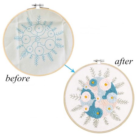Diy Cloth Embroidery Flower Grass Material Needle Thread Set blue 30 ...
