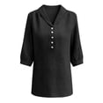 thumbnail image 6 of UAMVSH 3/4 Length Sleeve Womens Tops Dressy Casual Lapel Work Blouse Lightweight Button V Neck Tunic Shirts for Business Office, 6 of 6