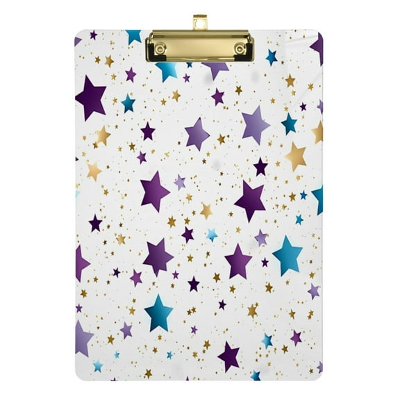 Acrylic Clipboards Stars Colorful A4 Standard Size Clipboard 12.5" X 9" Clip Board for Office School Teacher Women Men