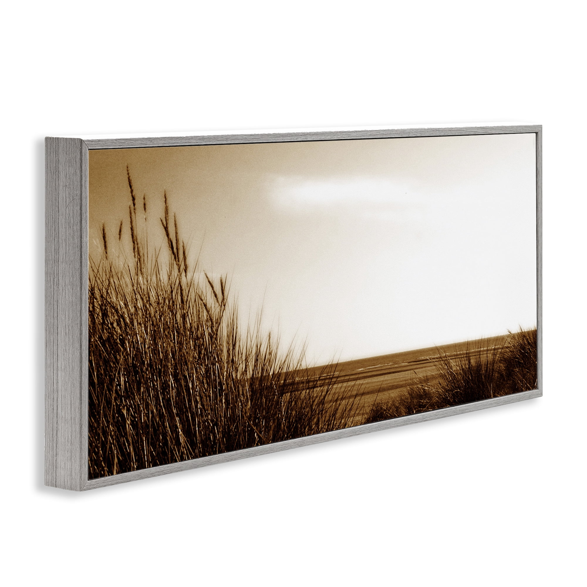 Stupell Industries Long View Horizon Coastal Photography Gray Framed Art Print Wall Art, 24 x 10