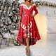 thumbnail image 1 of Vestidos Casuales Para Mujer 派对 Vestido Camisola Navideño Para Mujer Vestido de Cuello En V de Color Liso Vestido de Fiesta Informal de Media Manga Para Mujer, 1 of 3