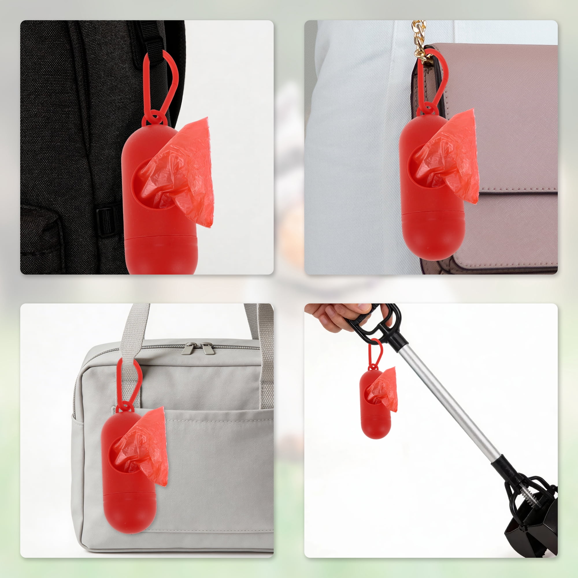 Unique Bargains Pill-shaped Poop Bag Dispenser 4 Pcs White, Red, Army Green