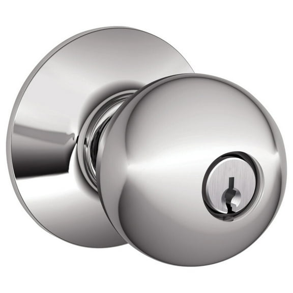 Schlage Residential F51A ORB 625 KD Grade 2 Entry Lock Orbit Knob Conventional Cylinder Keyed Different Bright Chrome Finish Not Handed