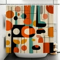 thumbnail image 2 of Lfeey Geometric Round Modern Shower Curtain, Mid Century Abstract Boho Bathroom Curtain with Hooks, 72x72 inches, 2 of 5