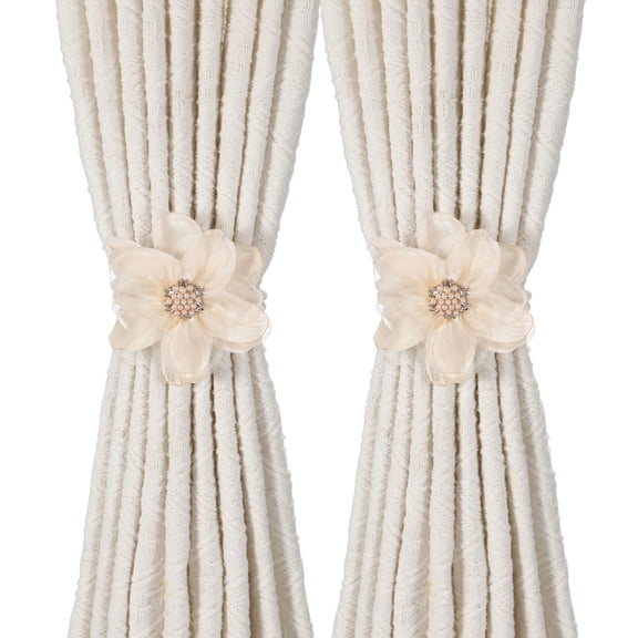 Uxcell 2 Pack Rope Curtain Tiebacks, Flower Curtain Tiebacks Drape Holder Elegant Decorative Tie Backs for Sheer/Light Weight Drapes Home Bedroom Window Decor, White