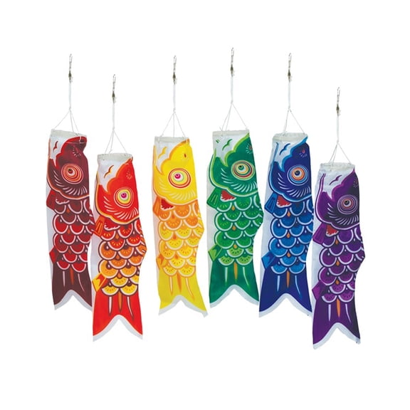 In the Breeze 4958 — In the Breeze Koi Fish Windsock (6pc Set) — Colorful Hanging Novelty Patio Decor 12-inch