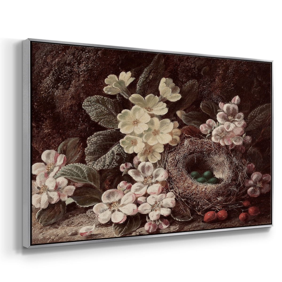 Vintage Botanical Print-LI By Wexford Home Framed in Silver Wood Gallery Wrapped Canvas 25 in. x 37 in.
