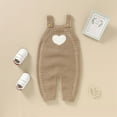 thumbnail image 4 of Generic Children Girls Knitted Outwear Baby Knit Romper Cotton Sleeveless Boy Girl Sweater Clothes Heart Pattern Jumpsuit 1 Piece Outfits Fall Winter Clothes(Khaki,12-18 Months), 4 of 9