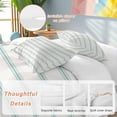 thumbnail image 2 of 3 Piece Turquoise Striped Duvet Cover Set Full Size,Microfiber Comforter/Quilt Cover with Corner Ties and 2 Pillowcases,Farmhouse Pinstripes Geometric Color All Season Bedding with Zipper Closure, 2 of 8